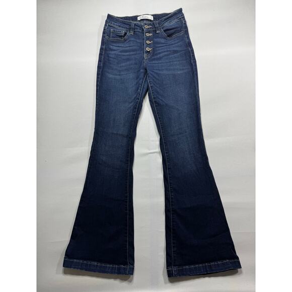 KANCAN JEANS Denim - Kancan Women's Button Fly Flare Stretch Blue Denim Jeans - Size 25x31.5